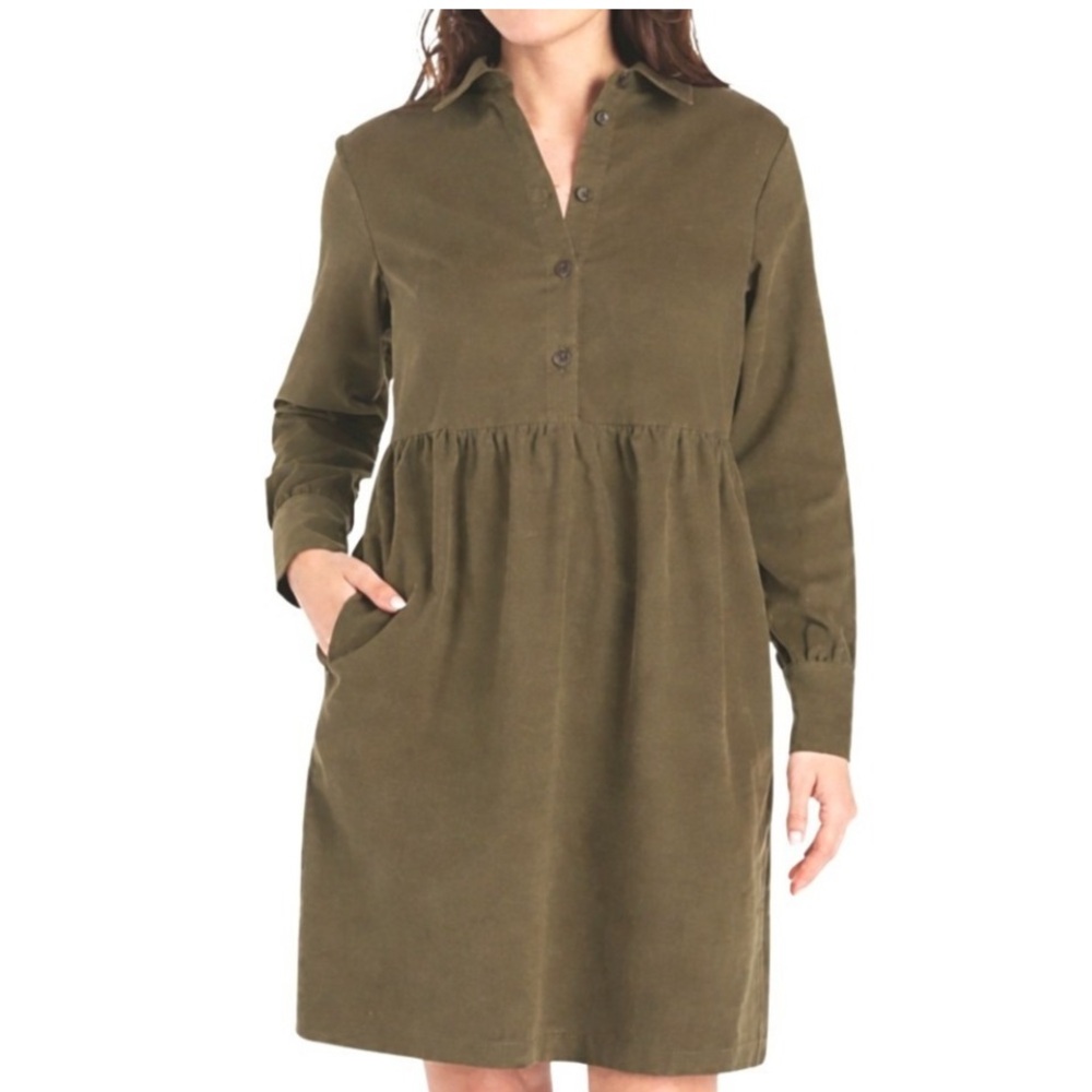 Nine West Jeans NWT Womens Soft Corduroy Shirt Dress #Size L in Grape Leaf